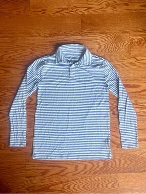 J. Crew Crewcuts Blue and White Striped Long-Sleeve Polo